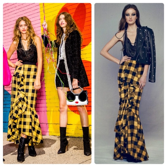 ALICE + OLIVIA Arianna Ruffle Trumpet Skirt - Picture 1 of 8